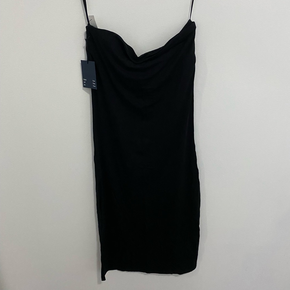 Wilfred black strapless contour dress